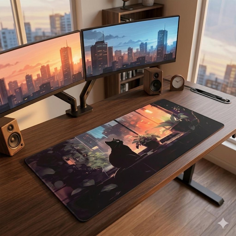 Kawaii Pink Cat Desk Mat | Large Extended Gaming Mouse Pad & Keyboard Mat image 9