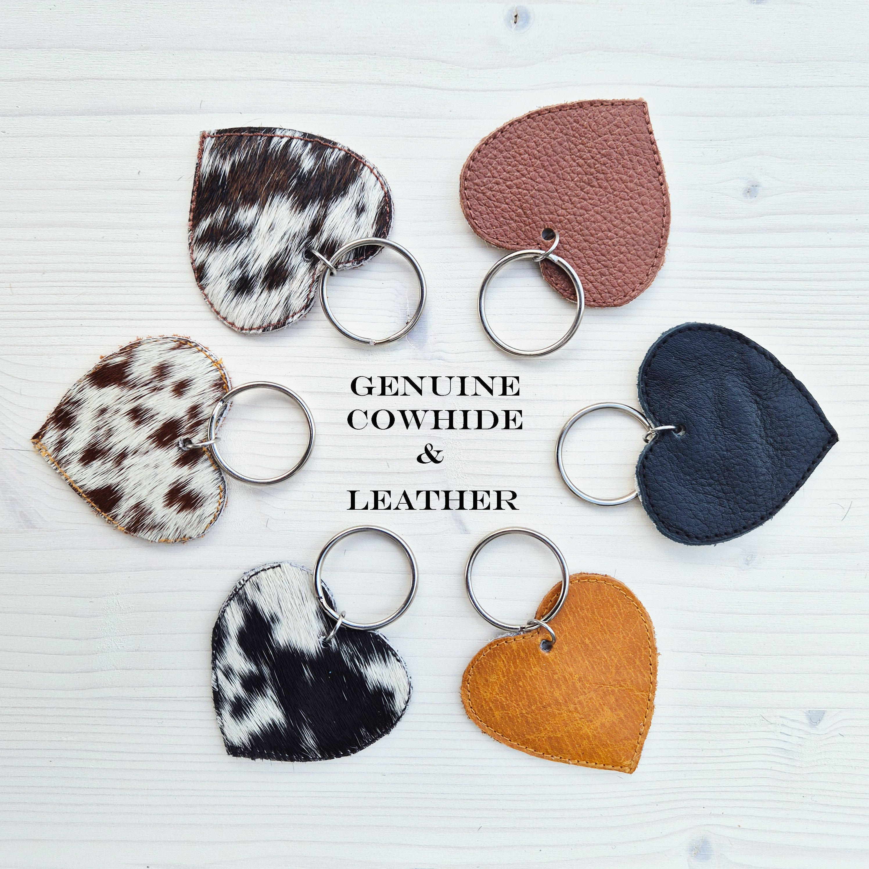 Handmade Genuine Cowhide and Leather Double Sided Heart Shaped Key Ring Key Chain Bag Charm Etsy Canada