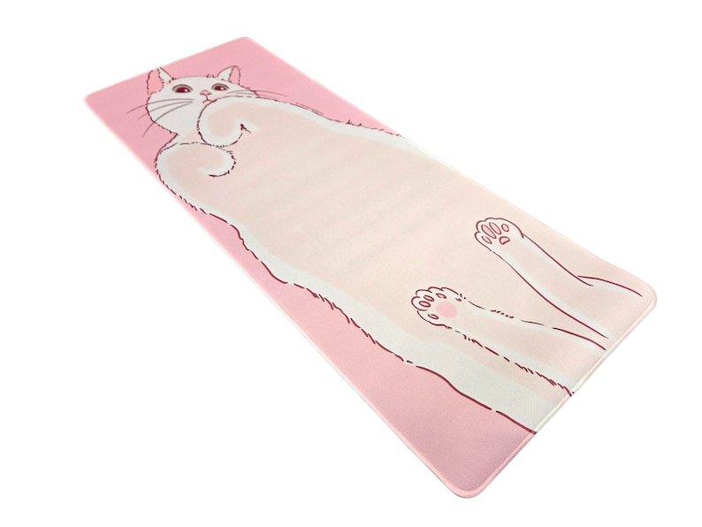 Kawaii Pink Cat Desk Mat | Large Extended Gaming Mouse Pad & Keyboard Mat image 4