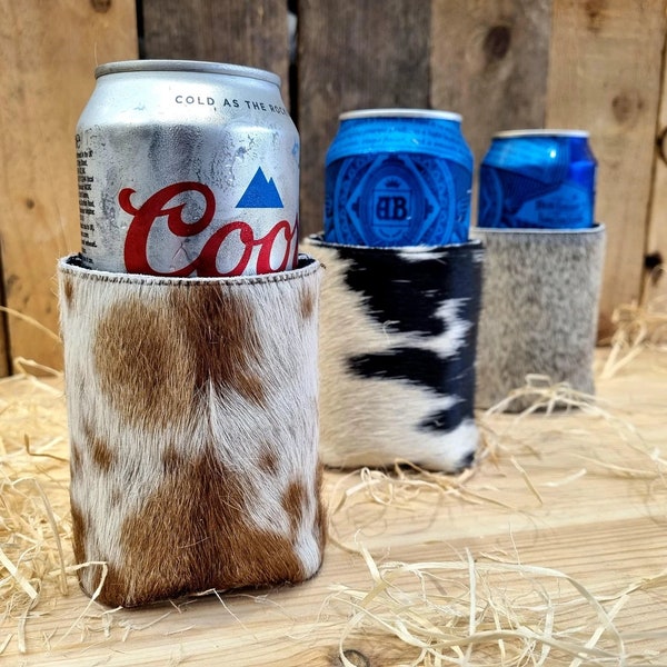 Cowhide beer cozies - genuine cowhide - handmade