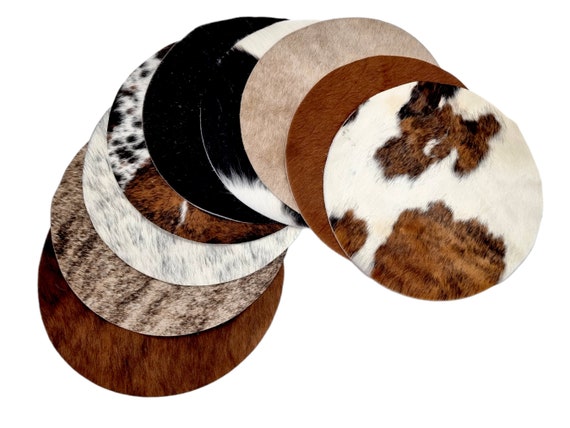 Di-cut round cowhide circles 12.5" diameter - Can be used as Cowhide Placemats