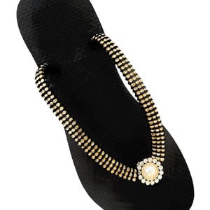 Flip flop, Personalized Havaianas, Beach Accessories, Handmade Sandals, Bling Flip Flop, Luxury Sandals, Bridal Flip Flop, Black Pearl