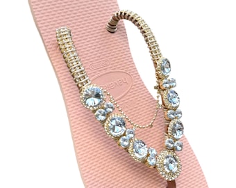 Personalisierte Rosa Havaianas Flip Flops, Kristall Brautsandalen