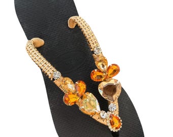 Personalized Havaianas Flip Flops, Bling Bridal Sandals, Handmade Beach Accessories