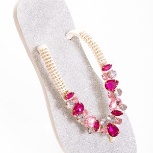 Personalized Havaianas Flip Flops, Bling Bridal Sandals Silver Pink Splash image 1