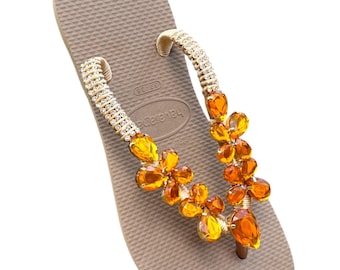 Personalisierte Havaianas Flip Flops, Amber Bling Brautsandalen