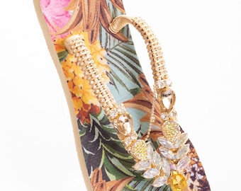 Personalized Havaianas Flip Flops, Bling Bridal Sandals Pinaple Pie