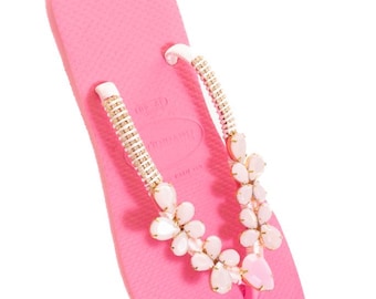 Chanclas Havaianas personalizadas, sandalias de novia con brillo rosa Priscilla