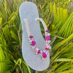 Personalized Havaianas Flip Flops, Bling Bridal Sandals Silver Pink Splash image 4