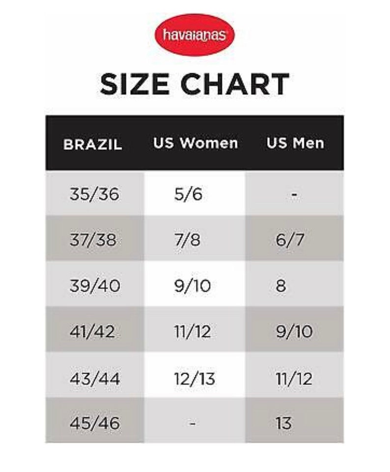 Pode incluir: Tabela de tamanhos para cal&ccedil;ados, mostrando os tamanhos correspondentes para o Brasil, mulheres dos EUA e homens dos EUA. A tabela lista os tamanhos de 35/36 a 45/46.