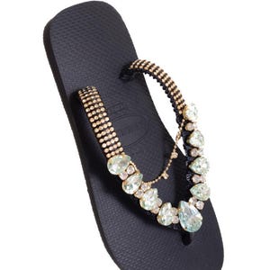 Flip flop, Personalized Havaianas, Beach Accessories, Handmade Sandals, Bling Flip Flop, Luxury Sandals, Bridal Flip Flop, black verbena