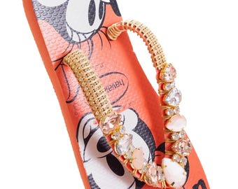 Personalized Havaianas Flip Flops, Minnie Mouse Inspired, Bling Sandals