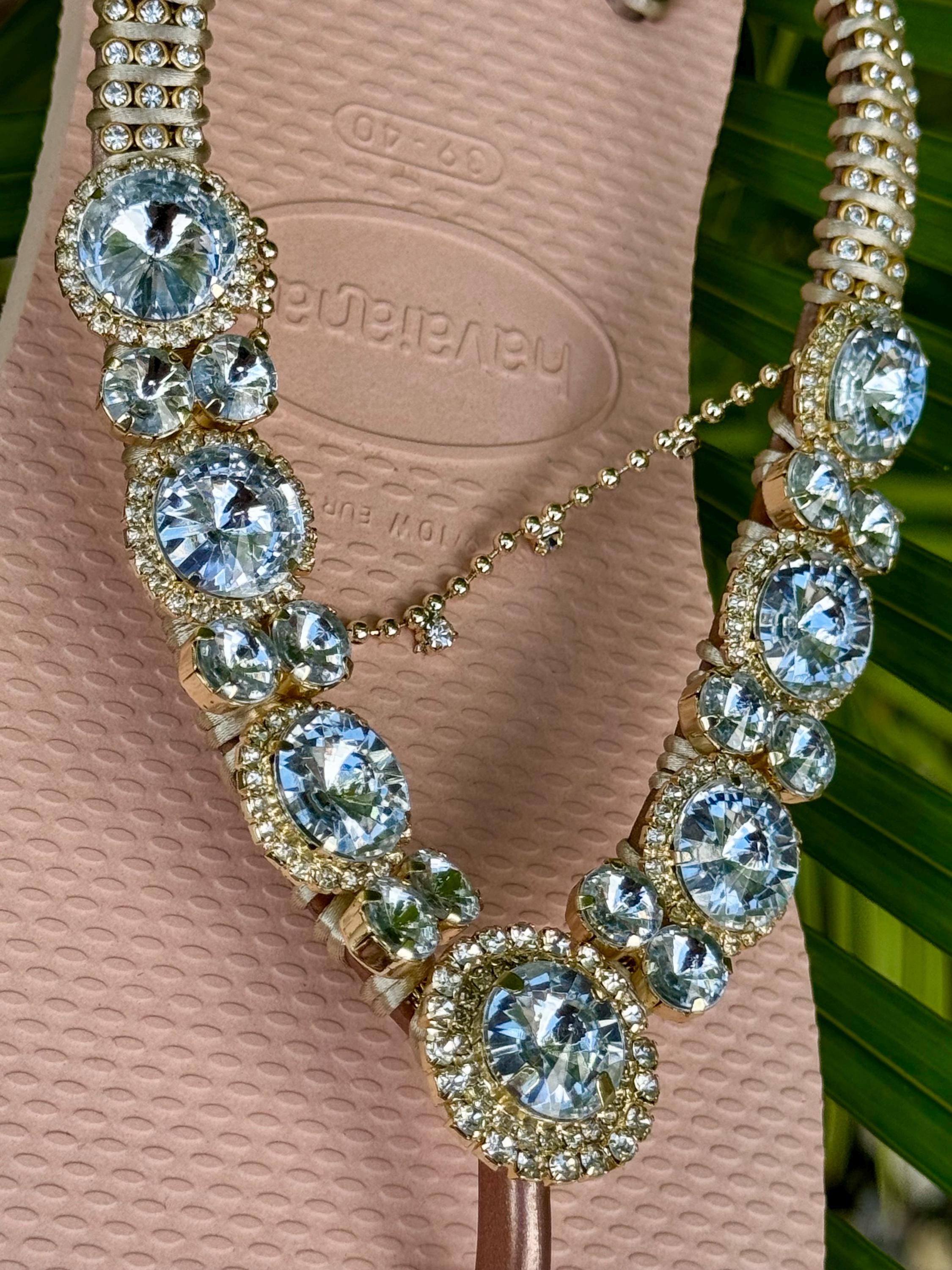 Personalized Pink Havaianas Flip Flops, Crystal Bridal Sandals - Etsy