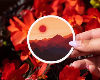 Sunset Mountain Range Sticker | Sunset Sticker | Outdoorsy Stickers | Nature Lover Sticker | Hiking Sticker | Vibrant Sticker