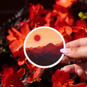 Sunset Mountain Range Sticker | Sunset Sticker | Outdoorsy Stickers | Nature Lover Sticker | Hiking Sticker | Vibrant Sticker