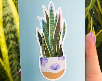 Illustrated Snake Plant Sticker | Houseplant Stickers | Colorful Snake Plant | Cute Houseplants | Sansevieria Plant | Sansevieria Sticker