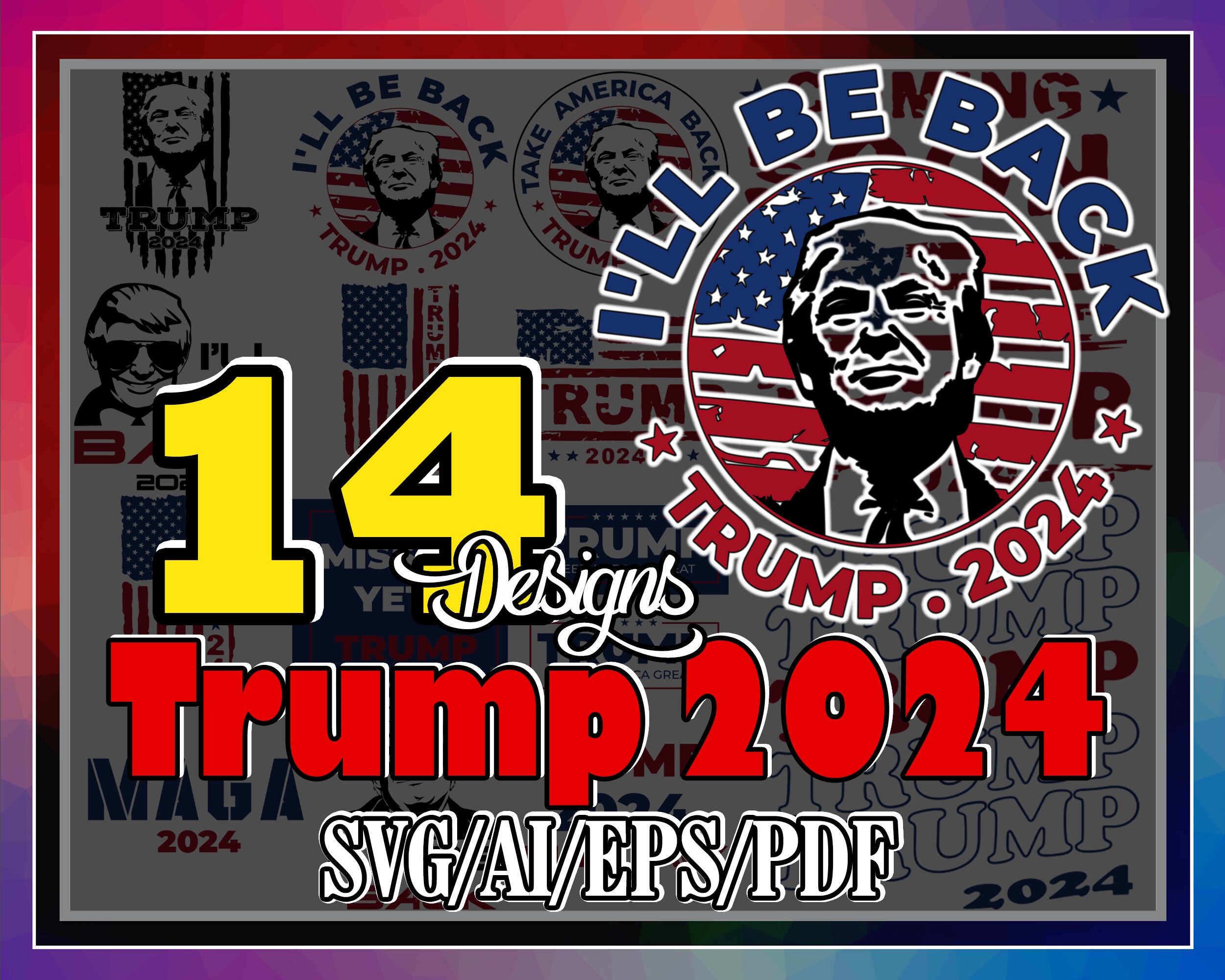 Bundle 14 Designs Trump 2025 Svg Funny Donald Trump Svg Etsy