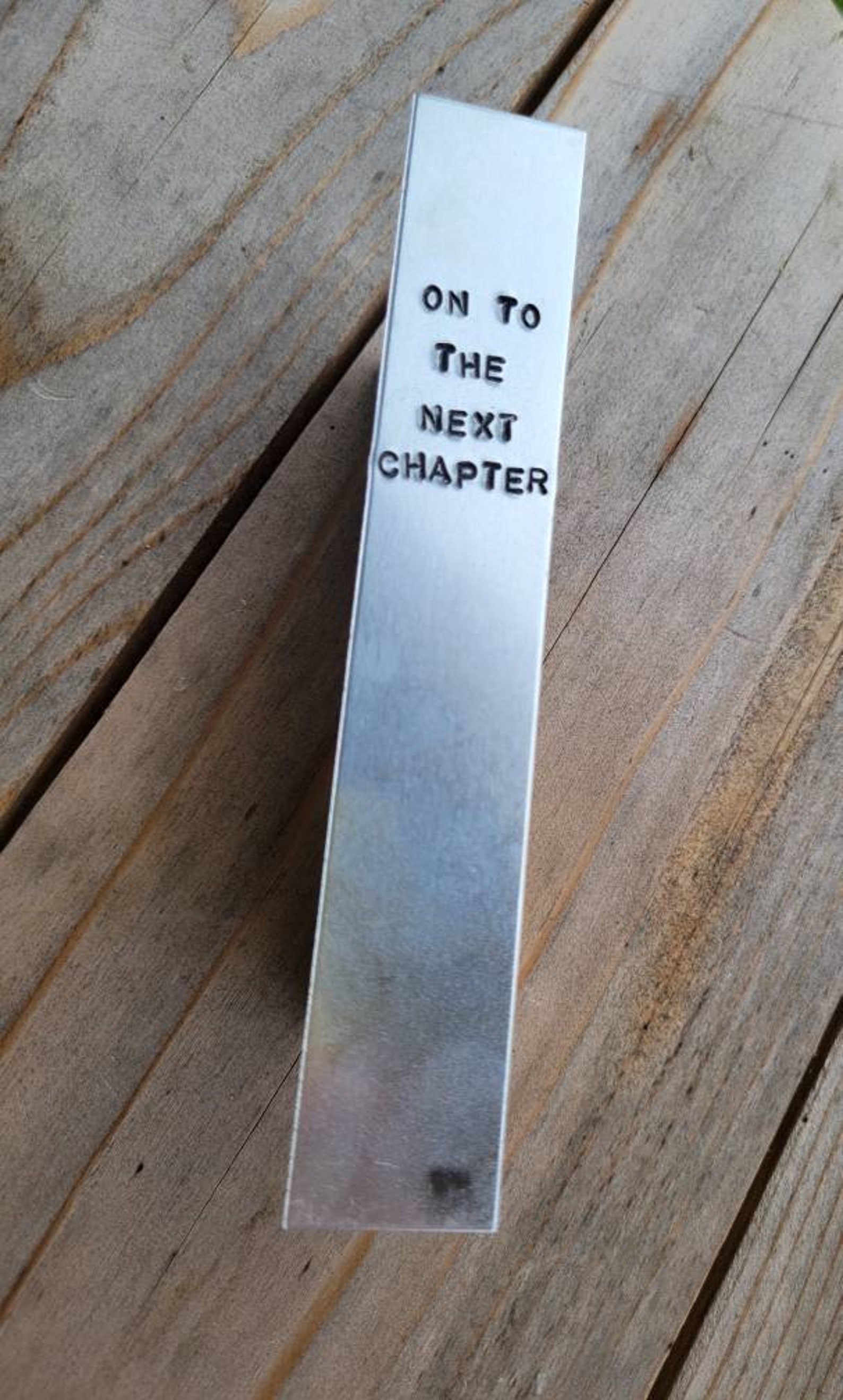 Handmade Metal Bookmark On To The Next Chapter Handstamped Etsy