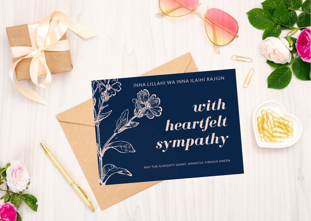 Muslim Sympathy Card Islamic Bereavement Card Islamic Greeting Card Digital Download Etsy