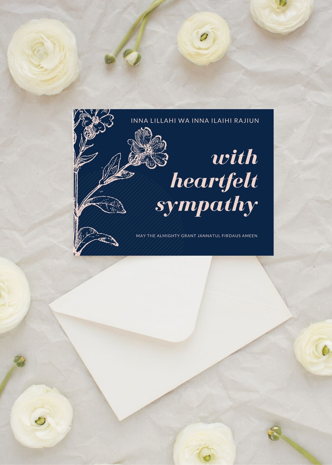 Muslim Sympathy Card Islamic Bereavement Card Islamic Etsy