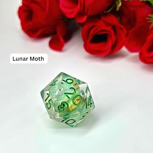 Butterfly Single Sharp Edge D20 Handmade Dice | Moth and Butterfly D20s | Handmade D&D Die