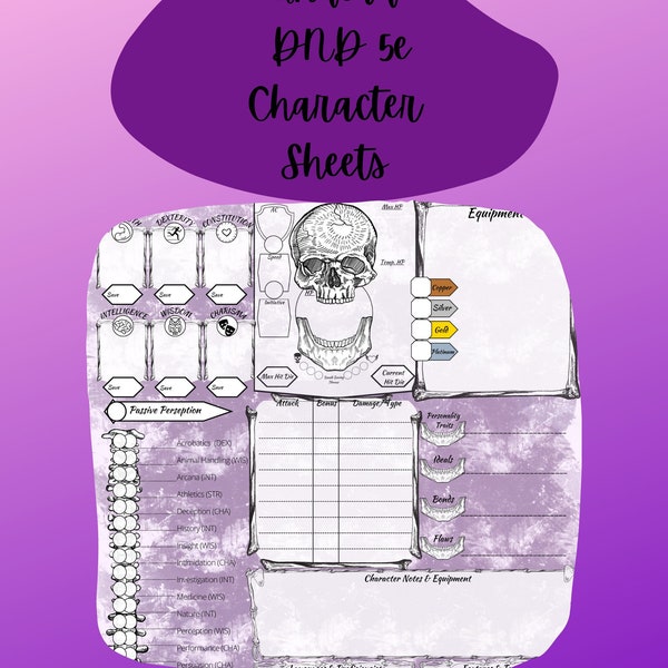 Undead - DnD 5e Character Sheet | Dungeons and Dragons PDF Character Sheet | Printable & Online Version