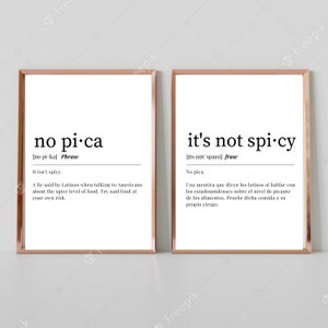 No Pica Definition Meaning, Printable Wall Art, Home Decor, Digital Download Print, Bilingual art, Gifts for mom, English and Spanish