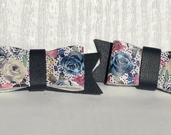 Navy blue and floral hair bows