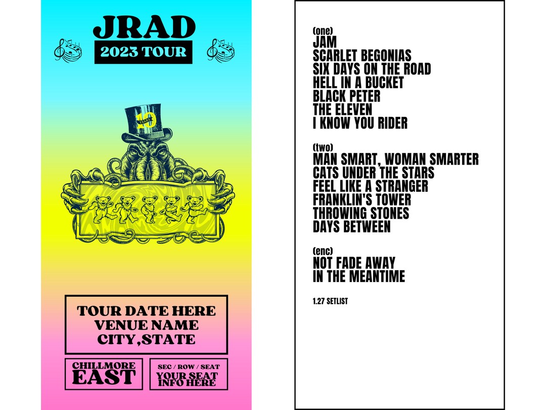 JRAD 2023 Tour Commemorative Ticket Stubs W/ Setlist 10 Years Etsy