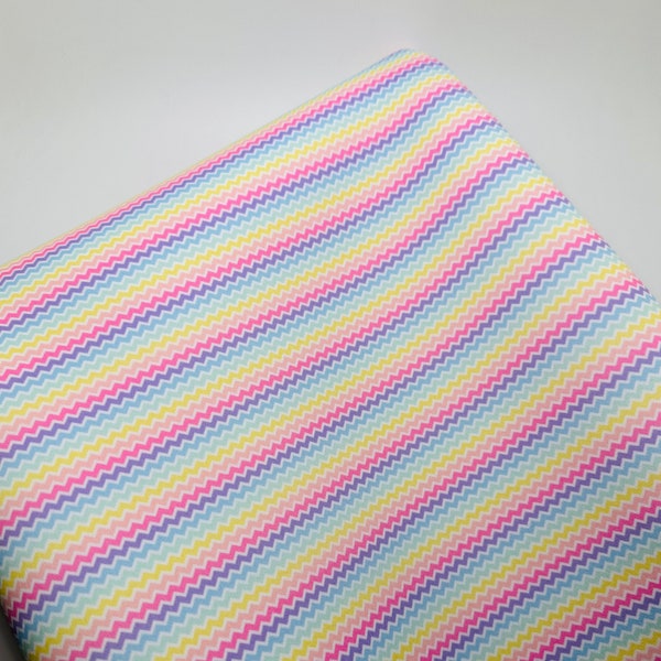 Ready to Ship French Terry Easter Rainbow Chevron Shapes makes great bows, head wraps, bummies, and more.