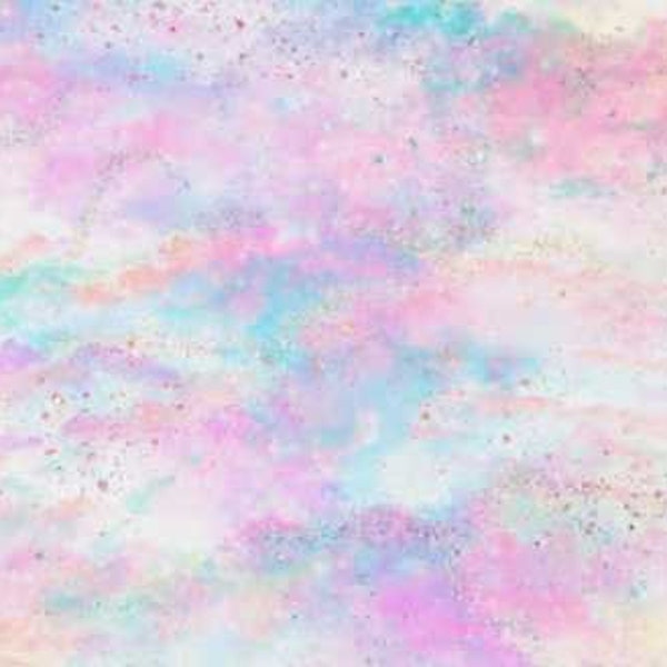 Pre-Order Watercolor Sky Clouds Paint Splat Bullet, DBP, Rib Knit, Cotton Lycra + other fabrics