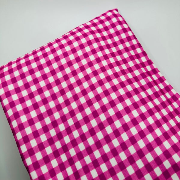 Ready to Ship French Terry Fucshia and White Gingham Plaid Shapes makes great bows, head wraps, bummies, and more.