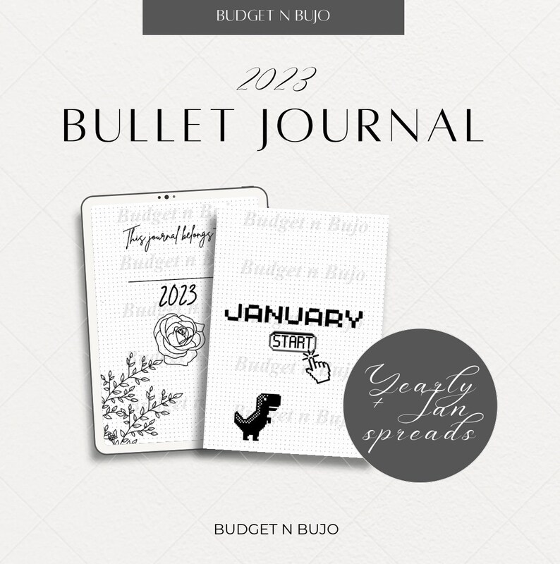 2023 Bullet Journal Digital Download Yearly, January and February Spreads Etsy