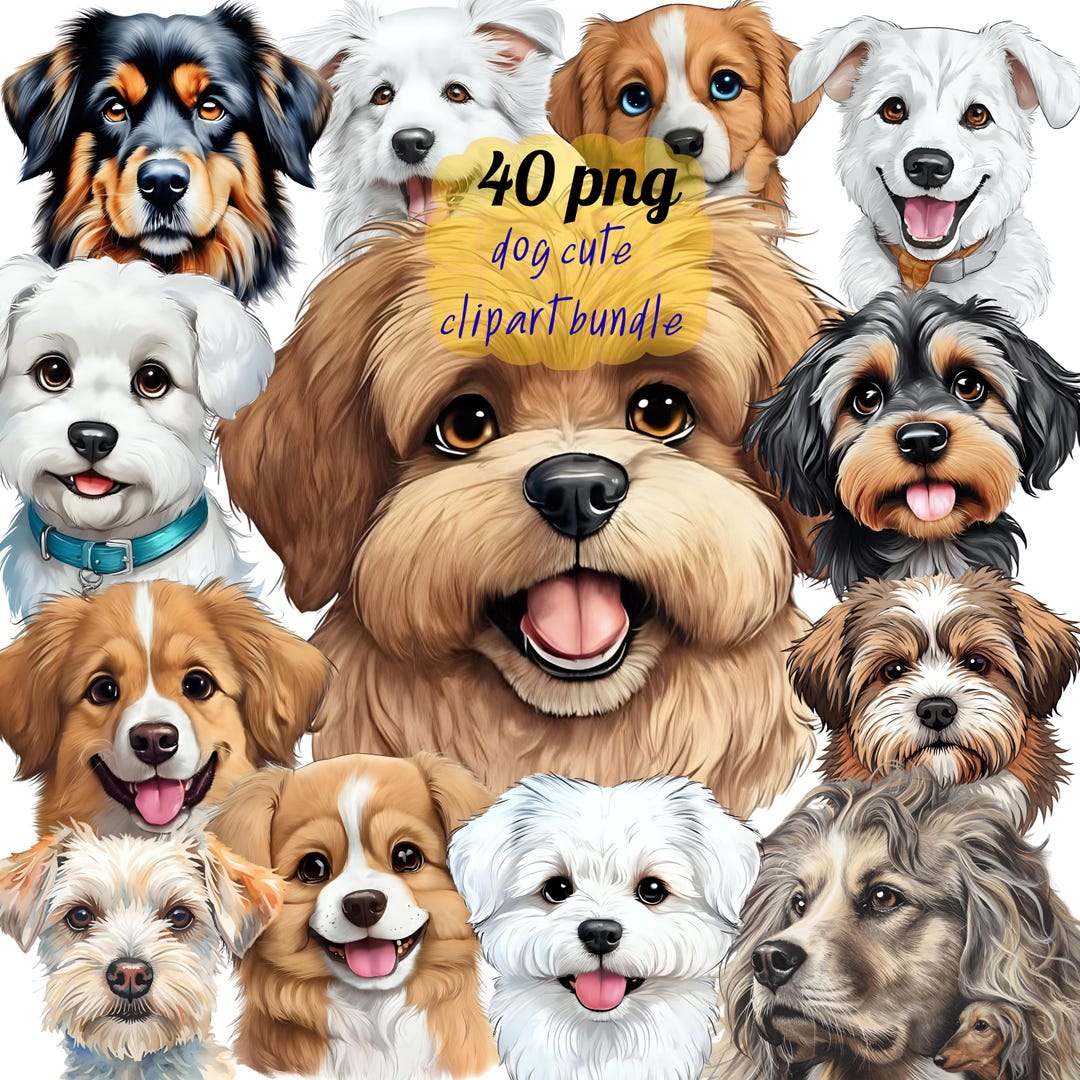 Cute Dog Clipart Bundle, 40 PNG Images (digital Download) - Etsy
