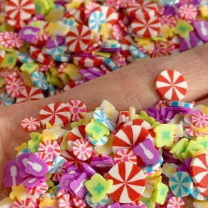 Peppermint Candy Polymer Clay Sprinkles: Mix Color Dessert Fillers