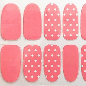 Pink Dots Nail Polish Strips / Nail Wraps / Nail Decals #051
