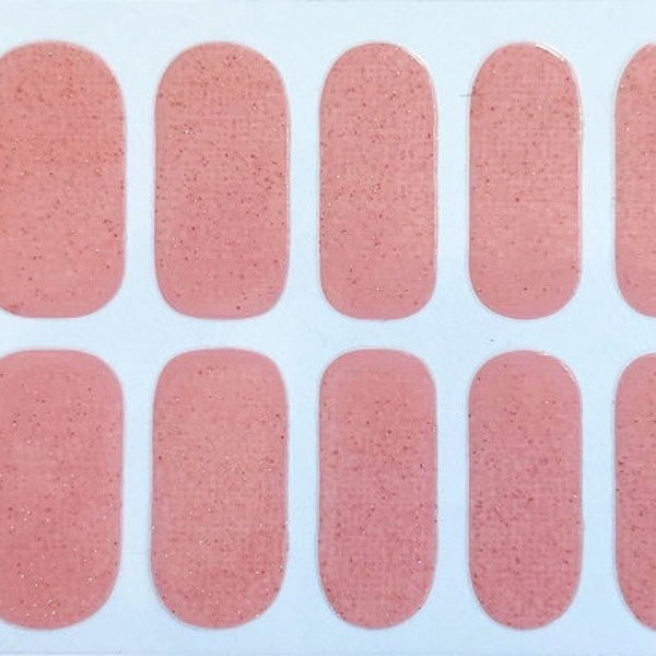 Coral Pink Glimmer Nail Polish Strips / Nail Wraps / Nail Decals #456