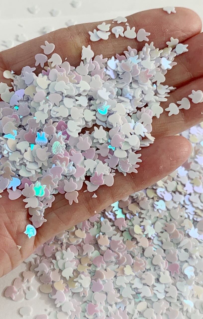 White Iridescent Bunny Glitter Rabbit Glitter Nail Art - Etsy