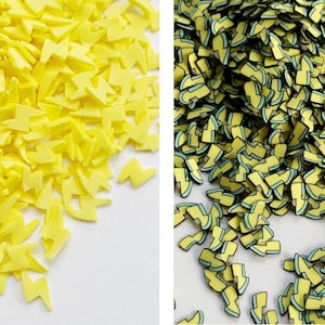 Polymer Clay Yellow Lightning Bolt Slices, Fake Sprinkles, Polymer Clay Slices, Polymer Clay Fake Sprinkles, Slime, Resin Fillers