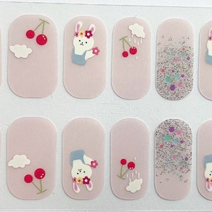 Easter Bunny Nail Polish Strips: Pink Glimmer Nail Wraps