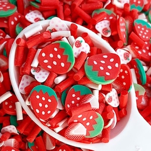 Polymer Clay Strawberry Mix Slices, Fake Fruit Food Sprinkles, Polymer Clay Slices, Polymer Clay Fake Sprinkles, Slime, Resin Fillers (C880)