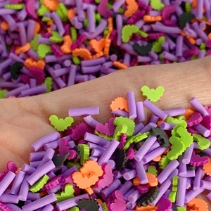 Halloween Sprinkle Mix: Bat & Bright Polymer Clay Slices, Slime Fillers