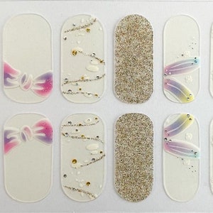 Christmas Rainbow Glitter Nail Polish Strips / Nail Wraps