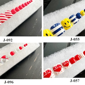 Press On Toe Nails: Glossy, Heart, Design Pedicure Fake Nails