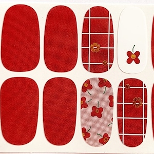 Burgundy Flower Nail Polish Strips / Nail Wraps / Nail Decals #396