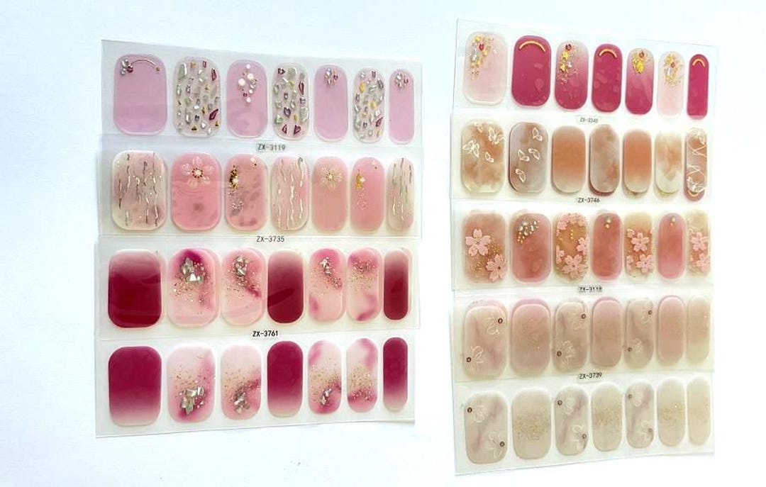 Flower Nail Polish Strips: Glimmer Nail Wraps, Easy Application - Etsy