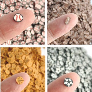 Polymer Clay Sport Slices, Baseball Soccer Basketball Football Slices, Fake Sprinkles, Polymer Clay Slices, Polymer Clay Fake Sprinkles