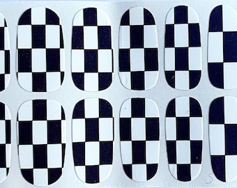 Checkerboard Nail Polish Strips: Black & White Nail Wraps
