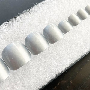 Silver Crystal Fake Toenails 24pcs Toe Nails Rhinestone False