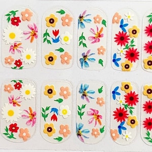 Clear with Flowers Nail Polish Strips / Nail Wraps / Nail Decals #803